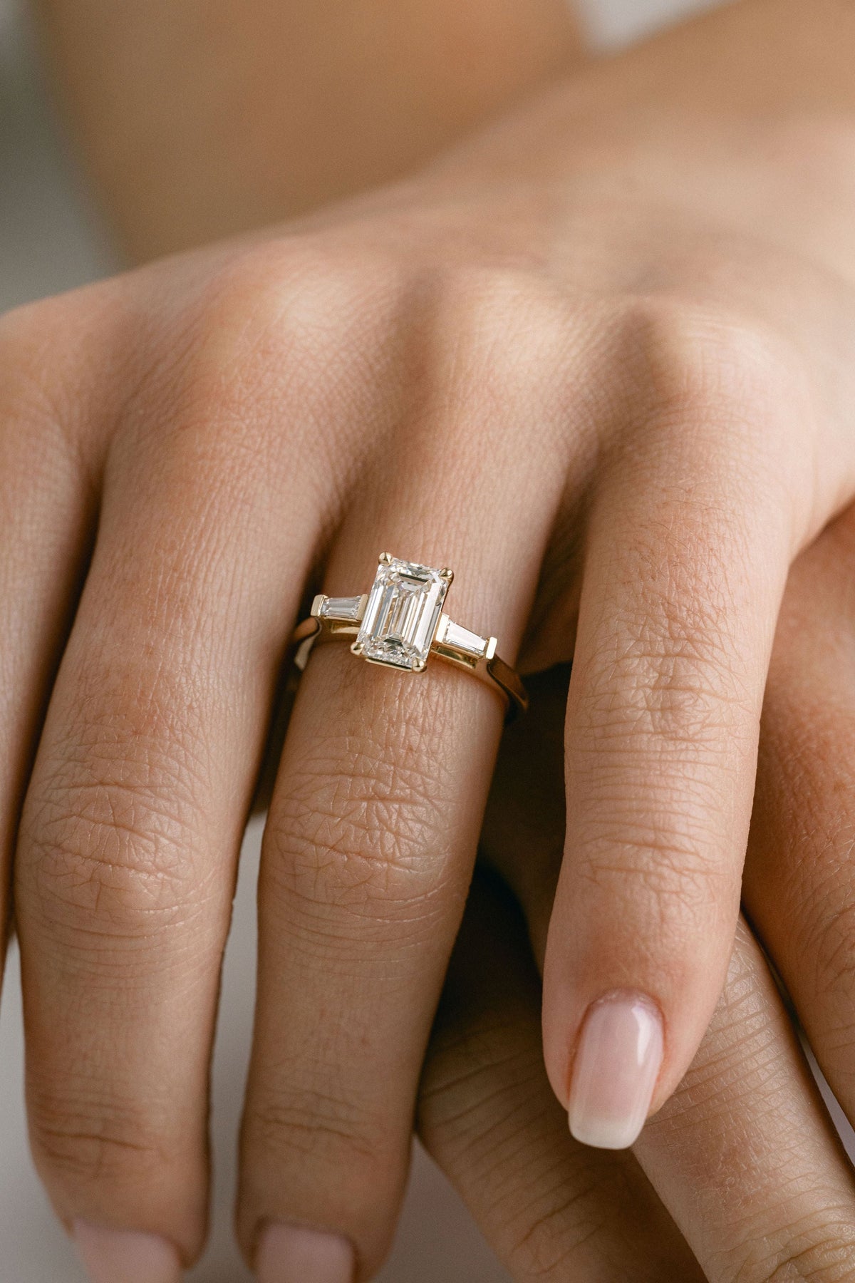 Marquise Shaped Three Stone Lab Grown Diamond Engagement Ring