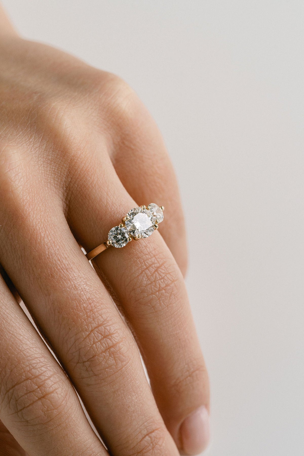 Marquise Shaped Three Stone Lab Grown Diamond Engagement Ring