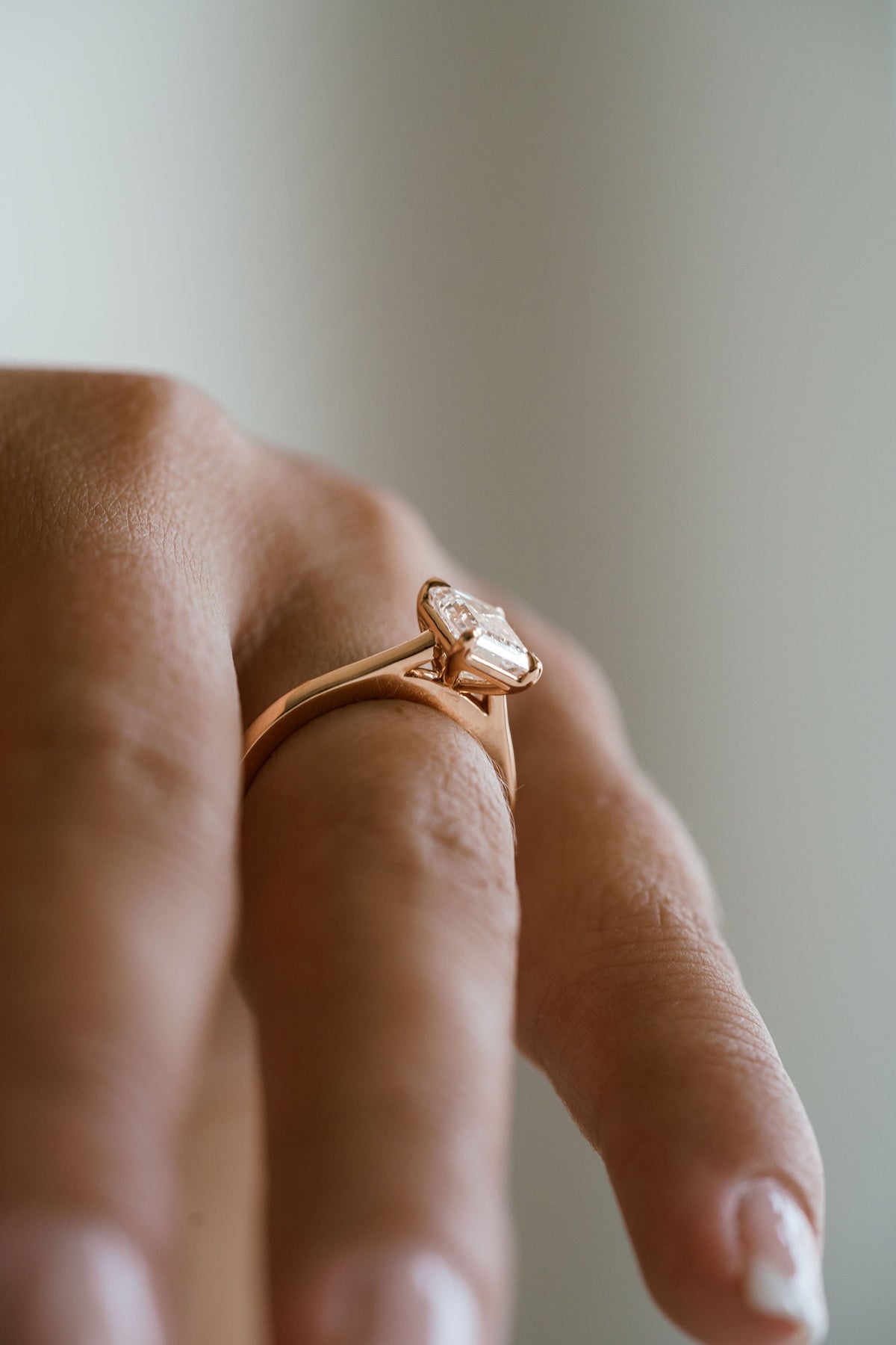 Marquise Shaped Three Stone Lab Grown Diamond Engagement Ring