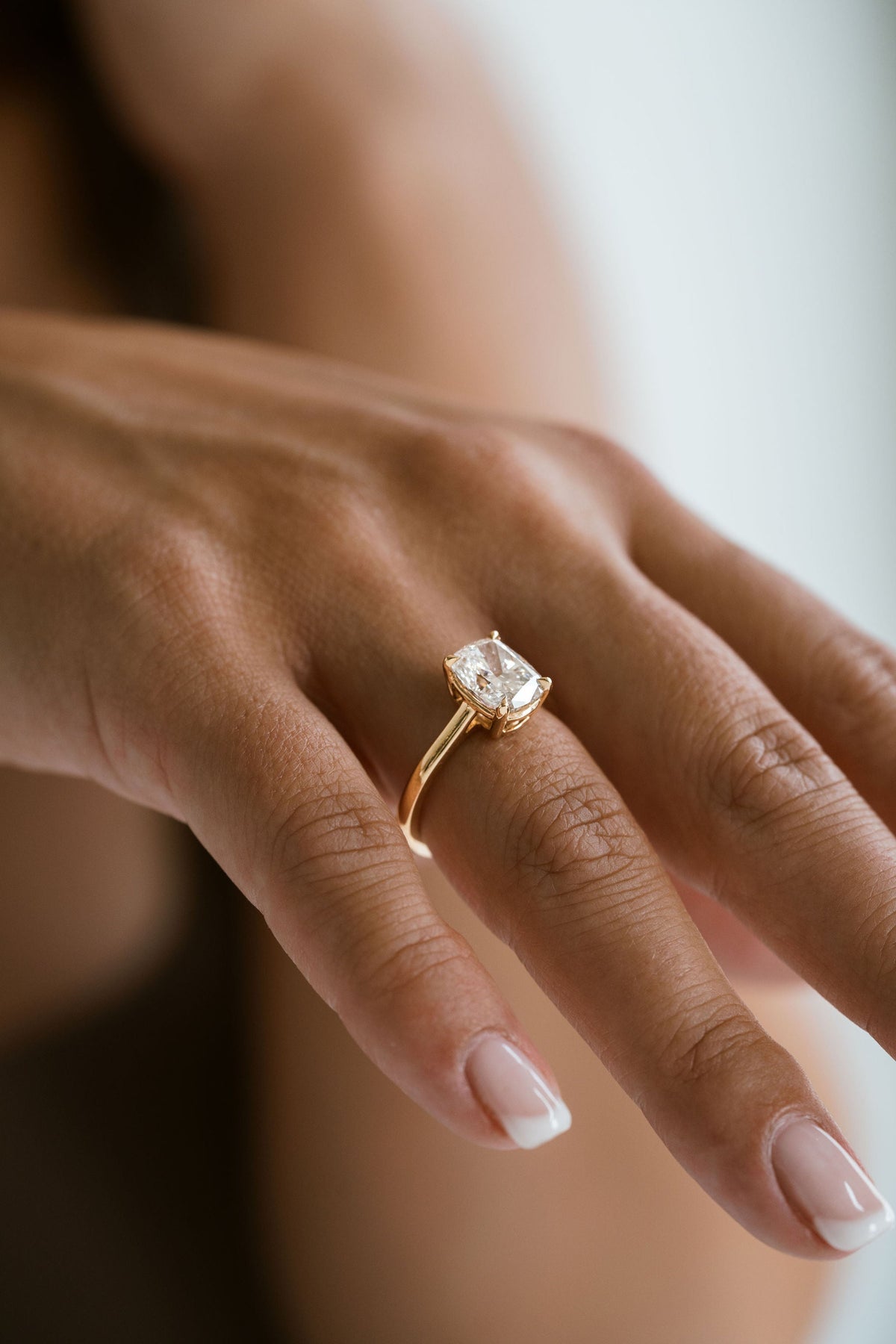 Marquise Shaped Three Stone Lab Grown Diamond Engagement Ring
