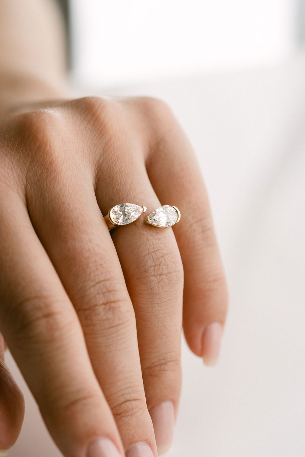 Marquise Shaped Three Stone Lab Grown Diamond Engagement Ring