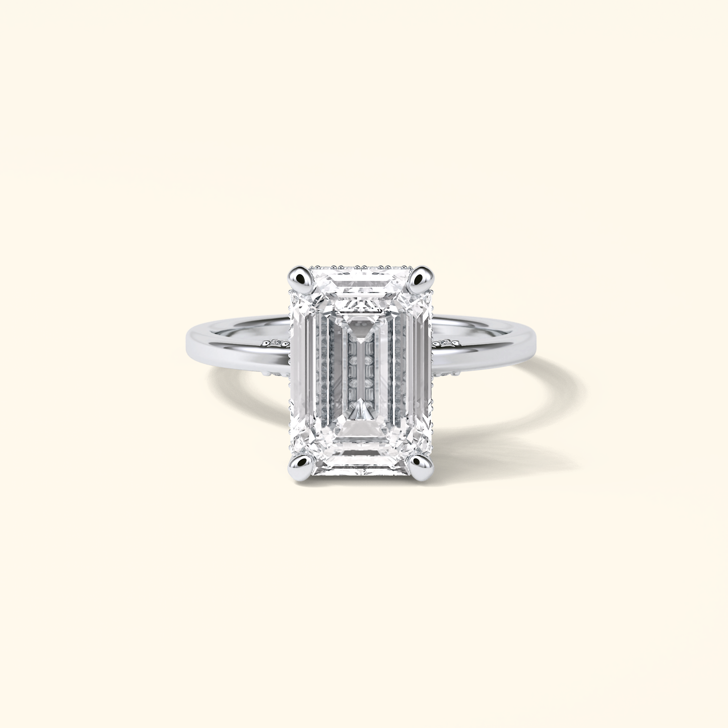 Radiant Moissanite Hidden Halo Engagement Ring – 4.15 CT Center Stone in Solid Gold