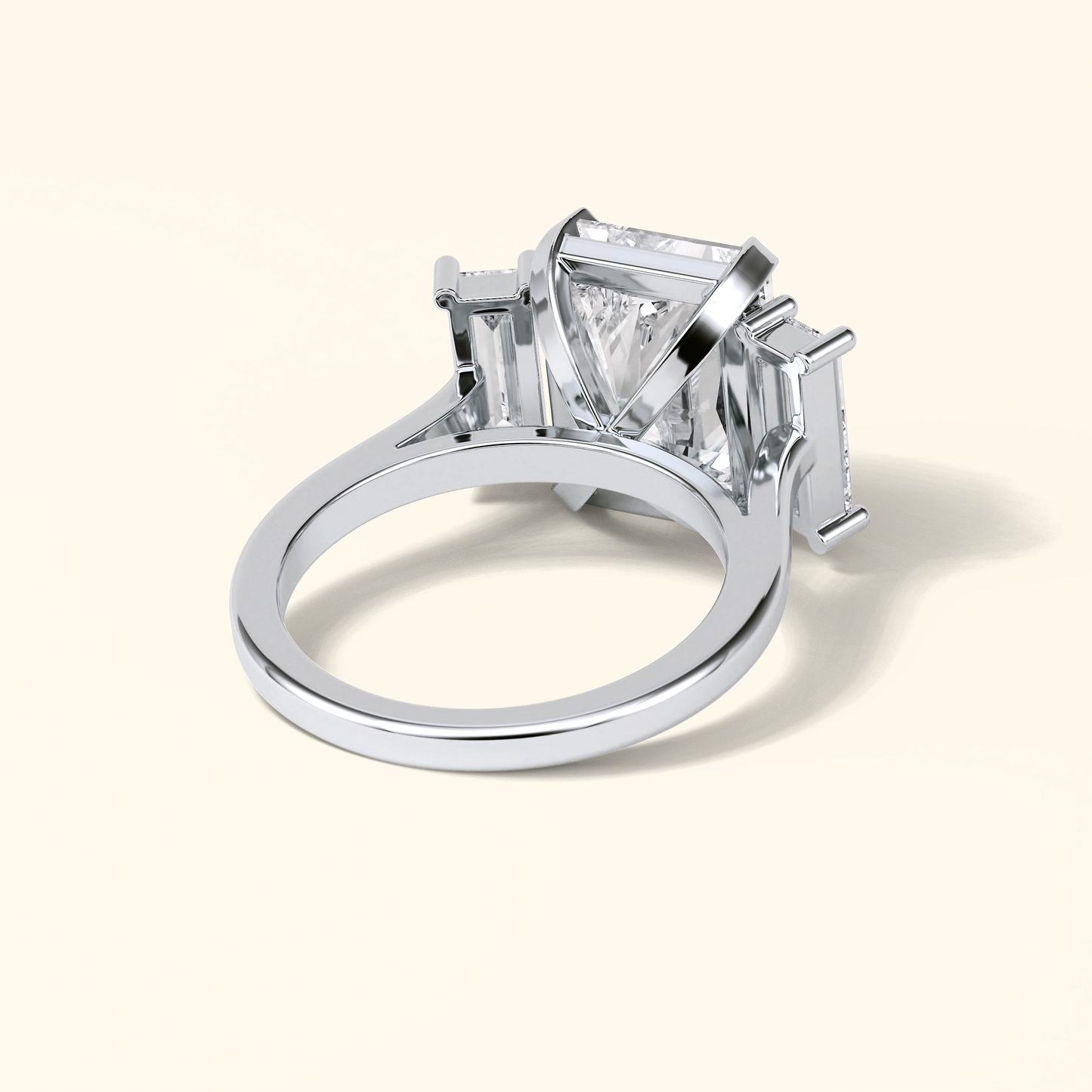 Emerald Moissanite Three Stones Engagement Ring – 6.2 CT Center Stone in Solid Gold