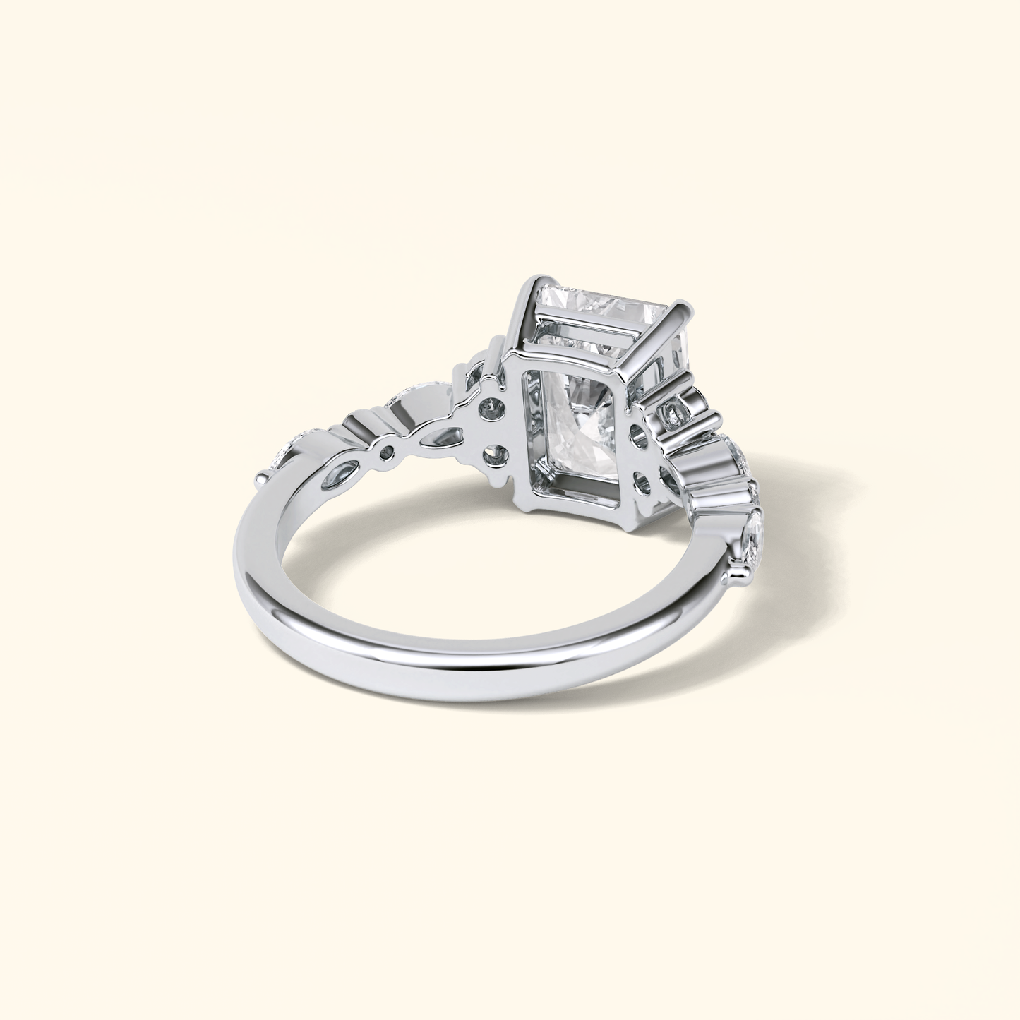 Radiant Moissanite Cluster Engagement Ring – 2.30 CT Center Stone with Pave Band in Solid Gold