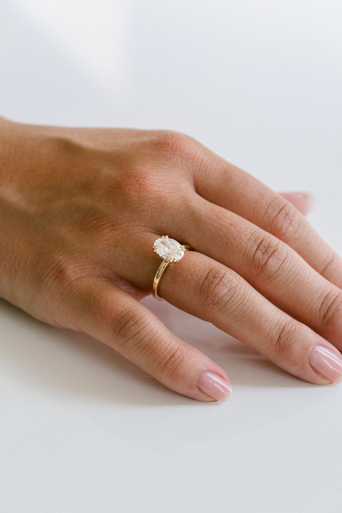 Marquise Shaped Three Stone Lab Grown Diamond Engagement Ring