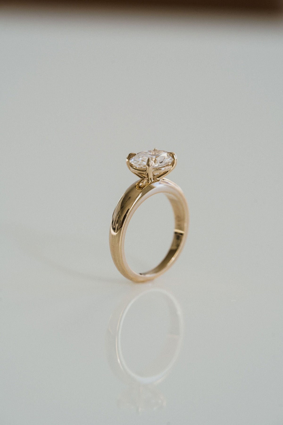 Marquise Shaped Three Stone Lab Grown Diamond Engagement Ring