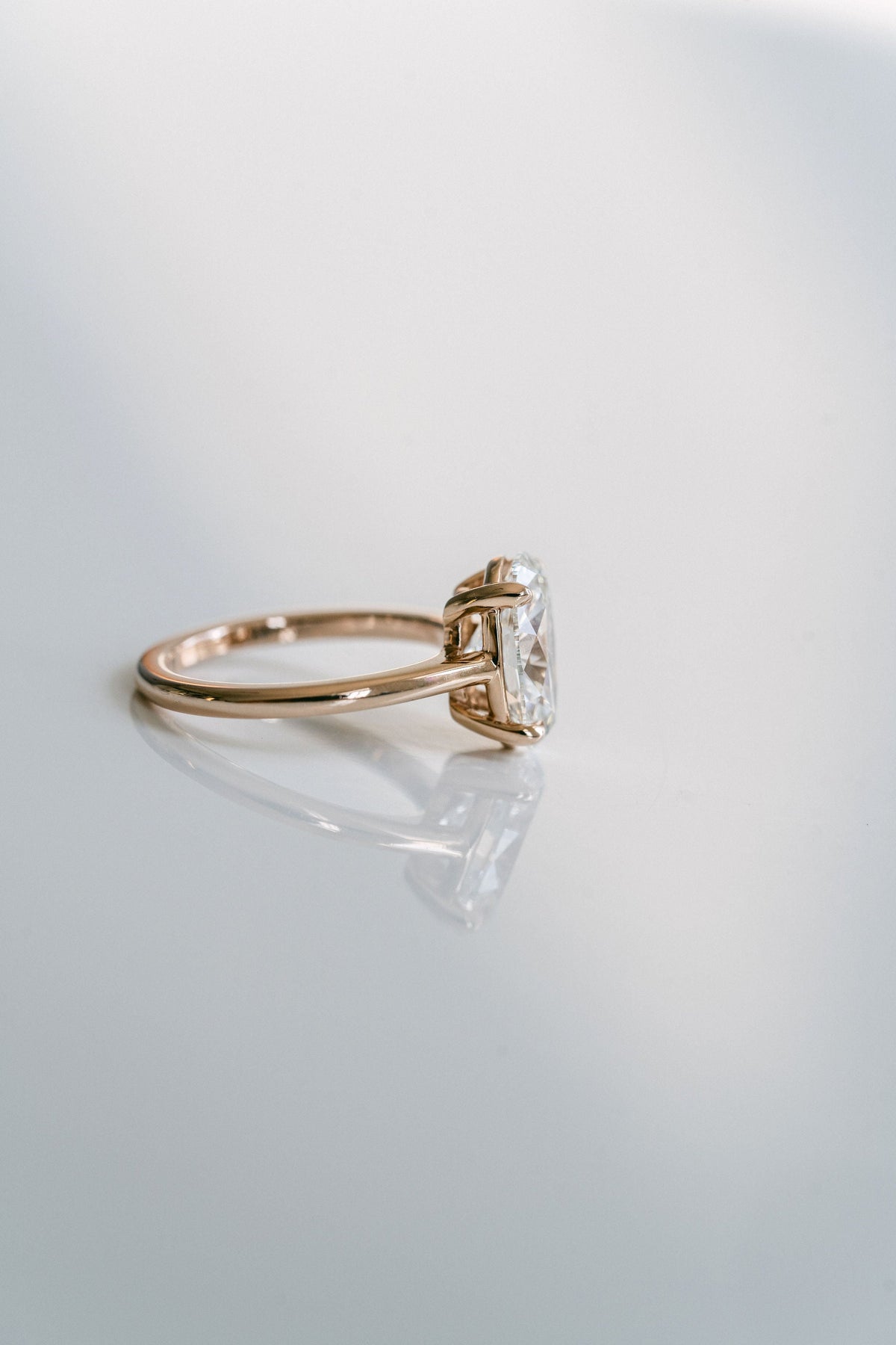 Marquise Shaped Three Stone Lab Grown Diamond Engagement Ring
