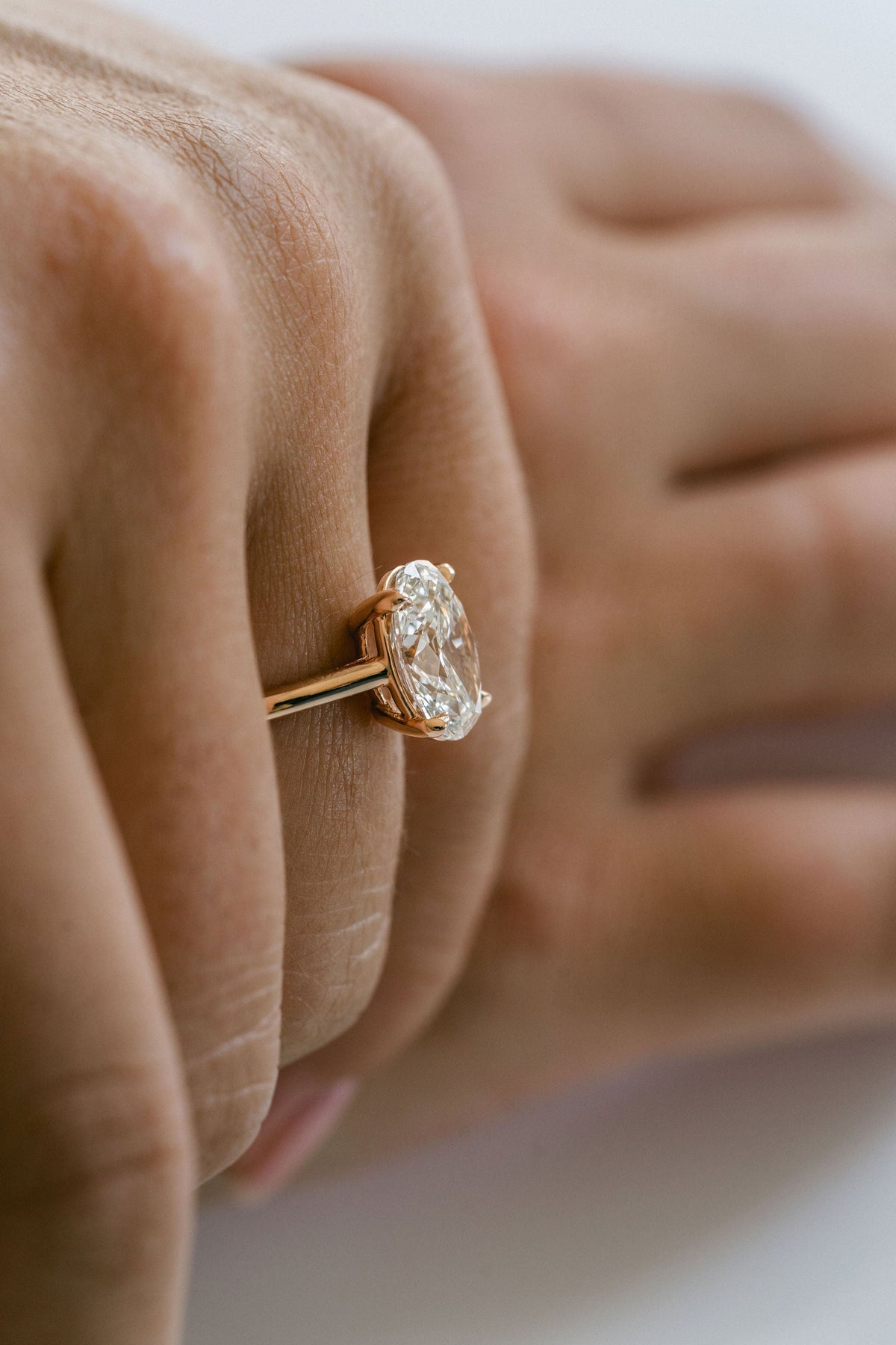 Marquise Shaped Three Stone Lab Grown Diamond Engagement Ring