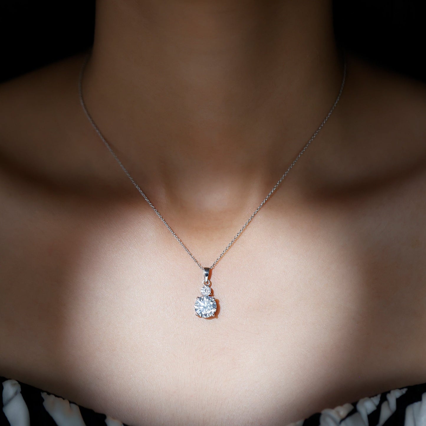 3.0 CT Round Cut Moissanite Necklace With Solitaire Minimal Style 2