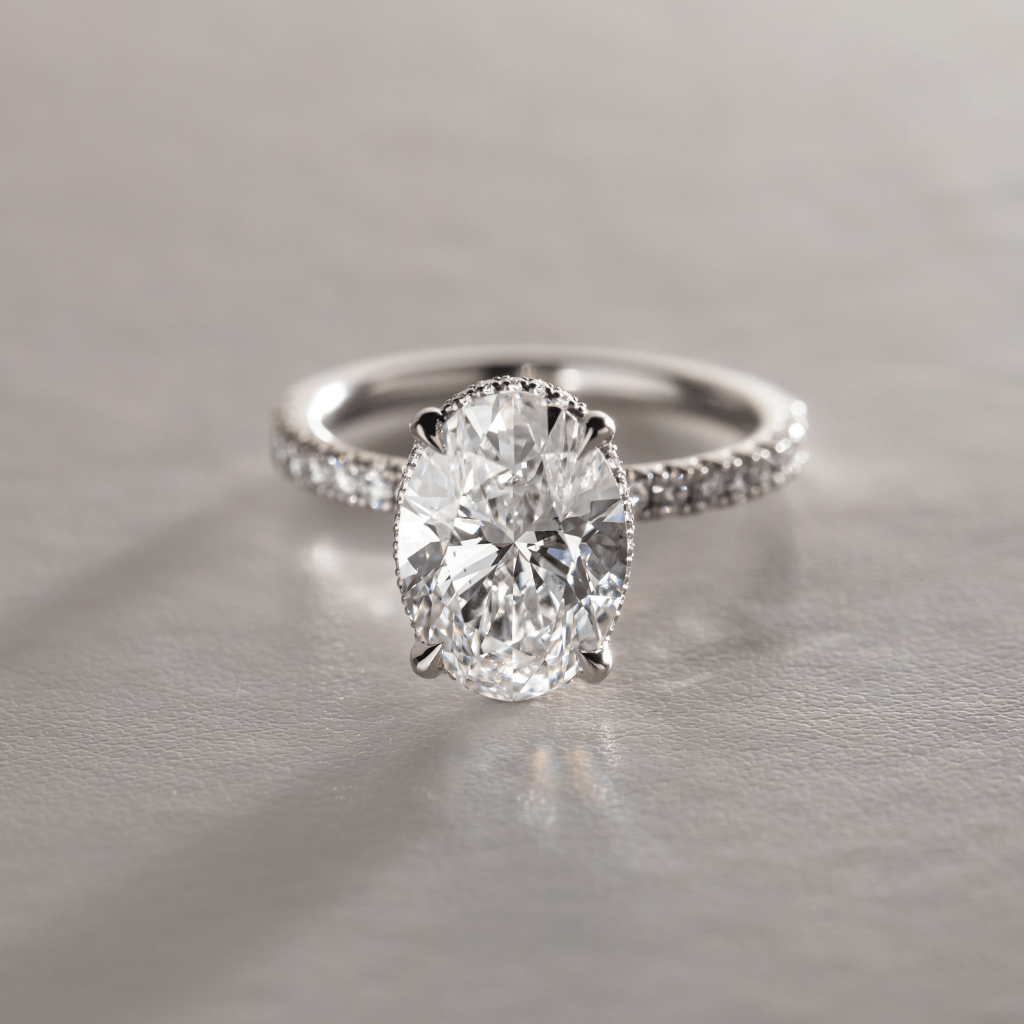 Marquise Shaped Three Stone Lab Grown Diamond Engagement Ring
