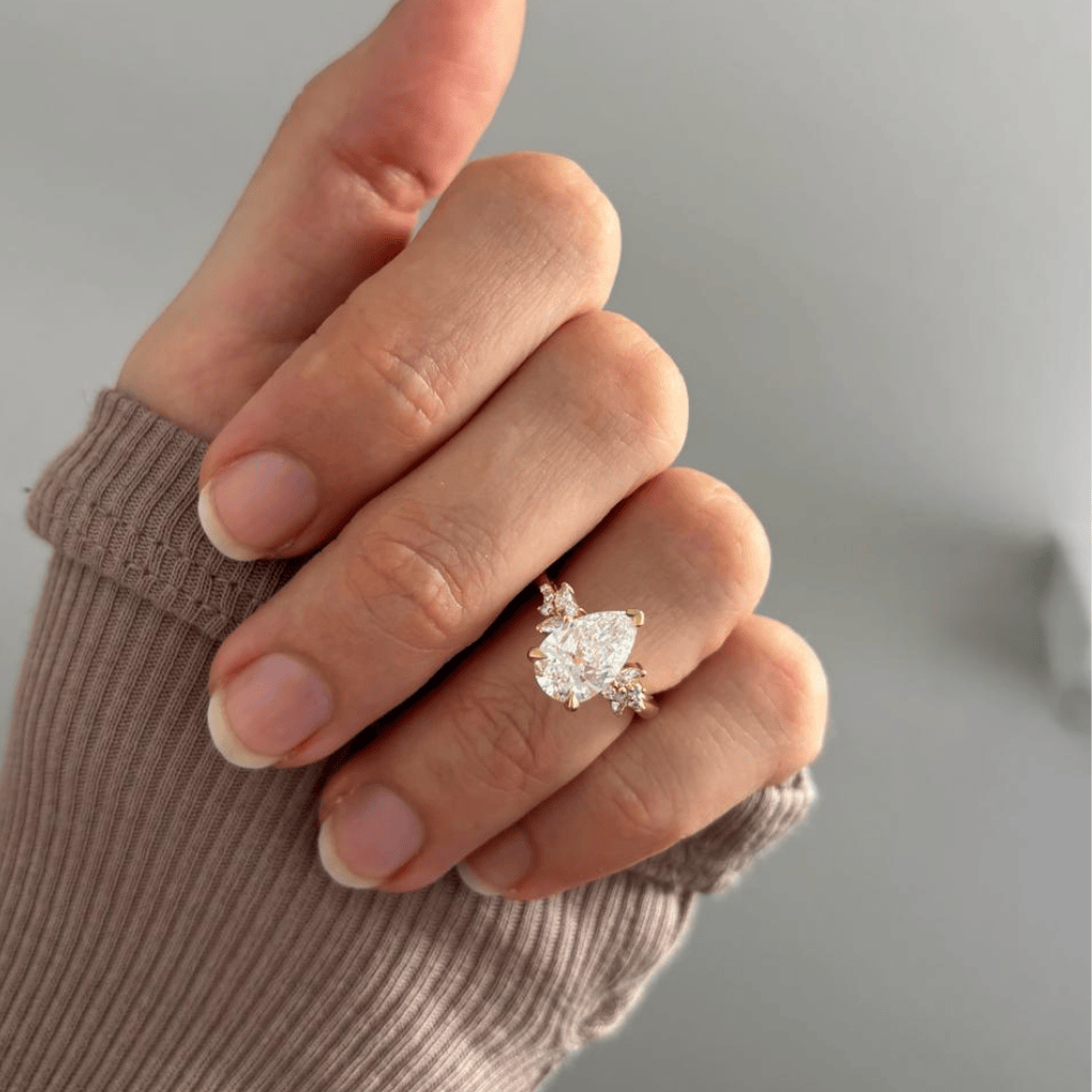 Marquise Shaped Three Stone Lab Grown Diamond Engagement Ring