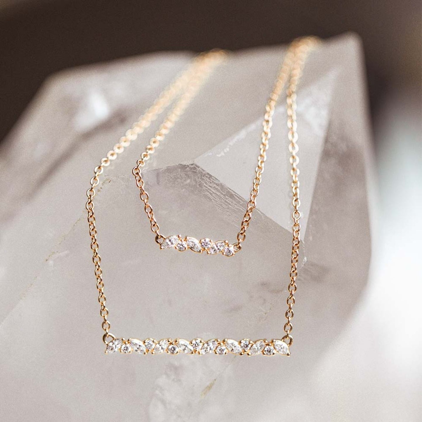 0.10 CT Marquise & Round Moissanite Diamond Cluster Pendant Necklace in Solid Gold 2