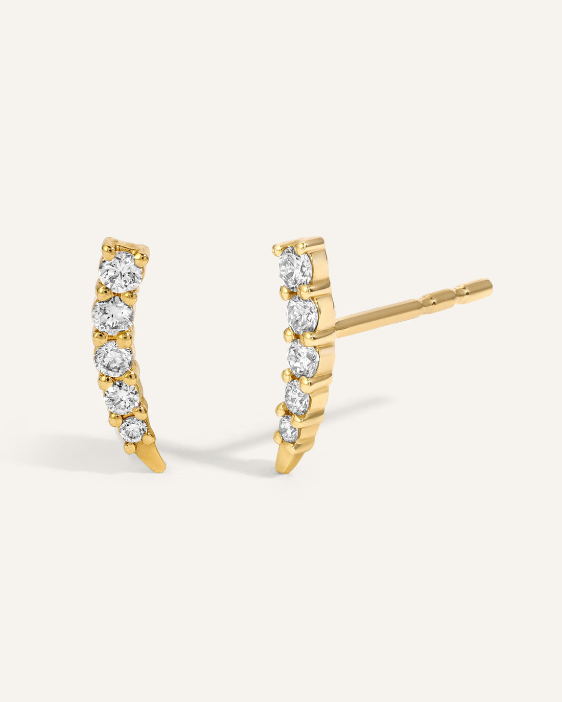 0.20 TCW Round Cut Moissanite Claw Bar Earrings in Gold 1