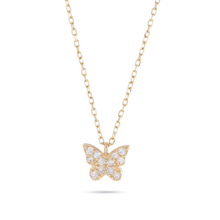 0.20 TCW Round Moissanite Diamond Butterfly Pendant Necklace in Solid Gold 2