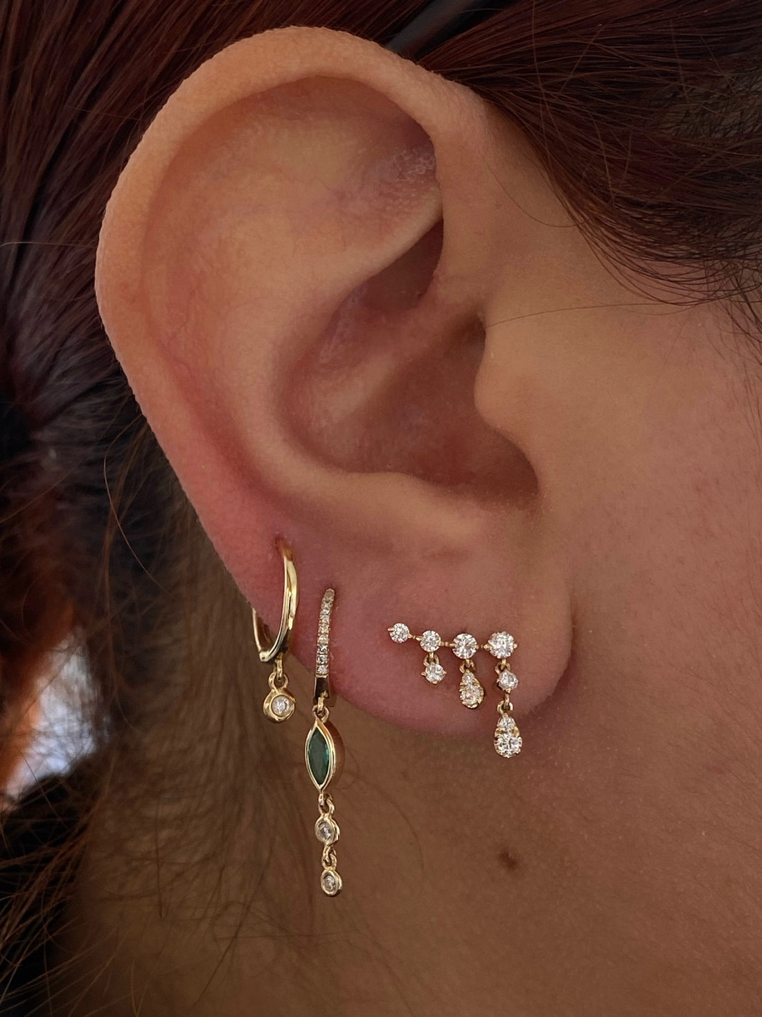 0.50 TCW Round Cut Moissanite Jacket Stud Earrings in Gold 2