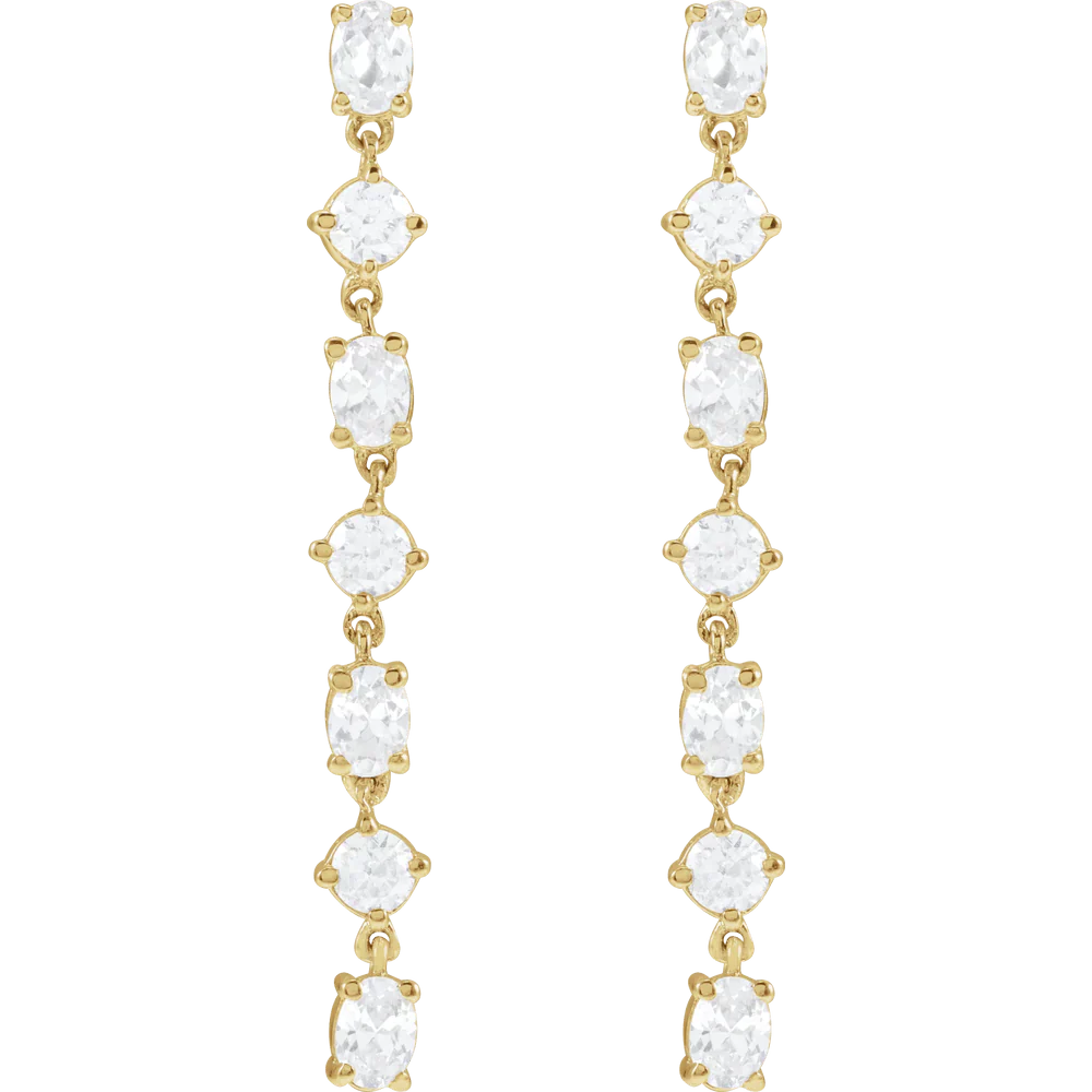 0.50 TCW Round & Oval Cut Moissanite Drop Earrings in Gold 1