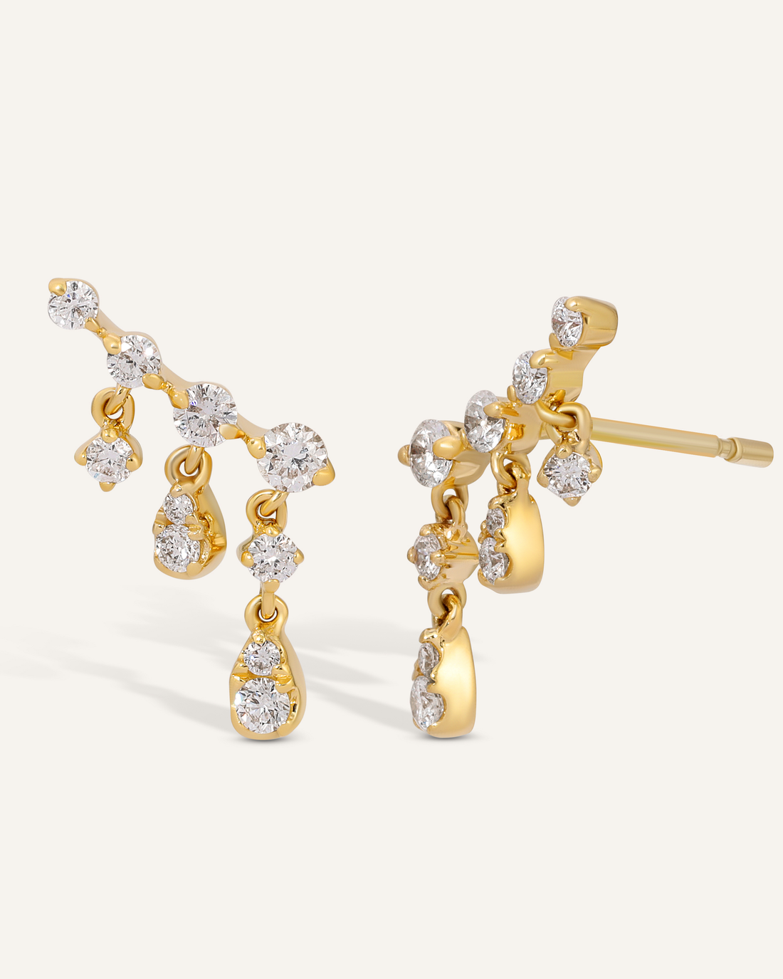 0.50 TCW Round Cut Moissanite Jacket Stud Earrings in Gold 1