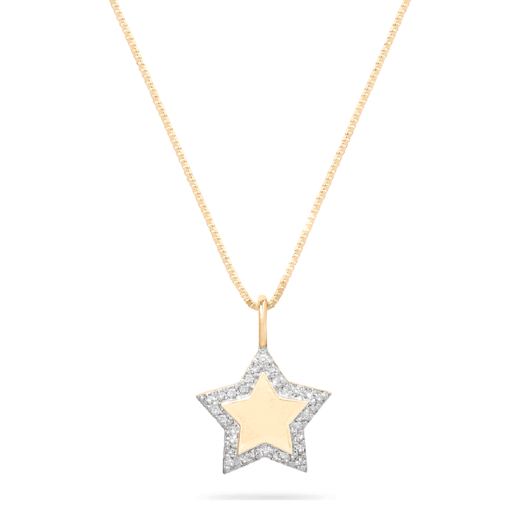 0.40 TCW Round Moissanite Diamond Star Pendant Necklace in Solid Gold 2
