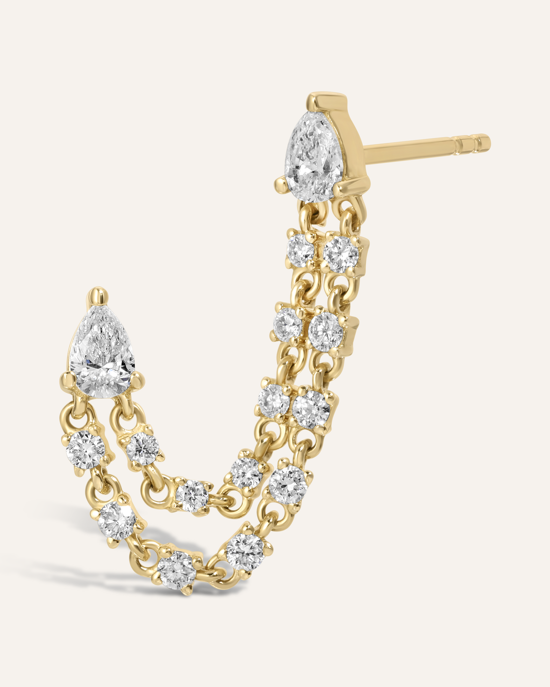 0.50 TCW Pear & Round Cut Moissanite Double Piercing Earrings in Gold 1