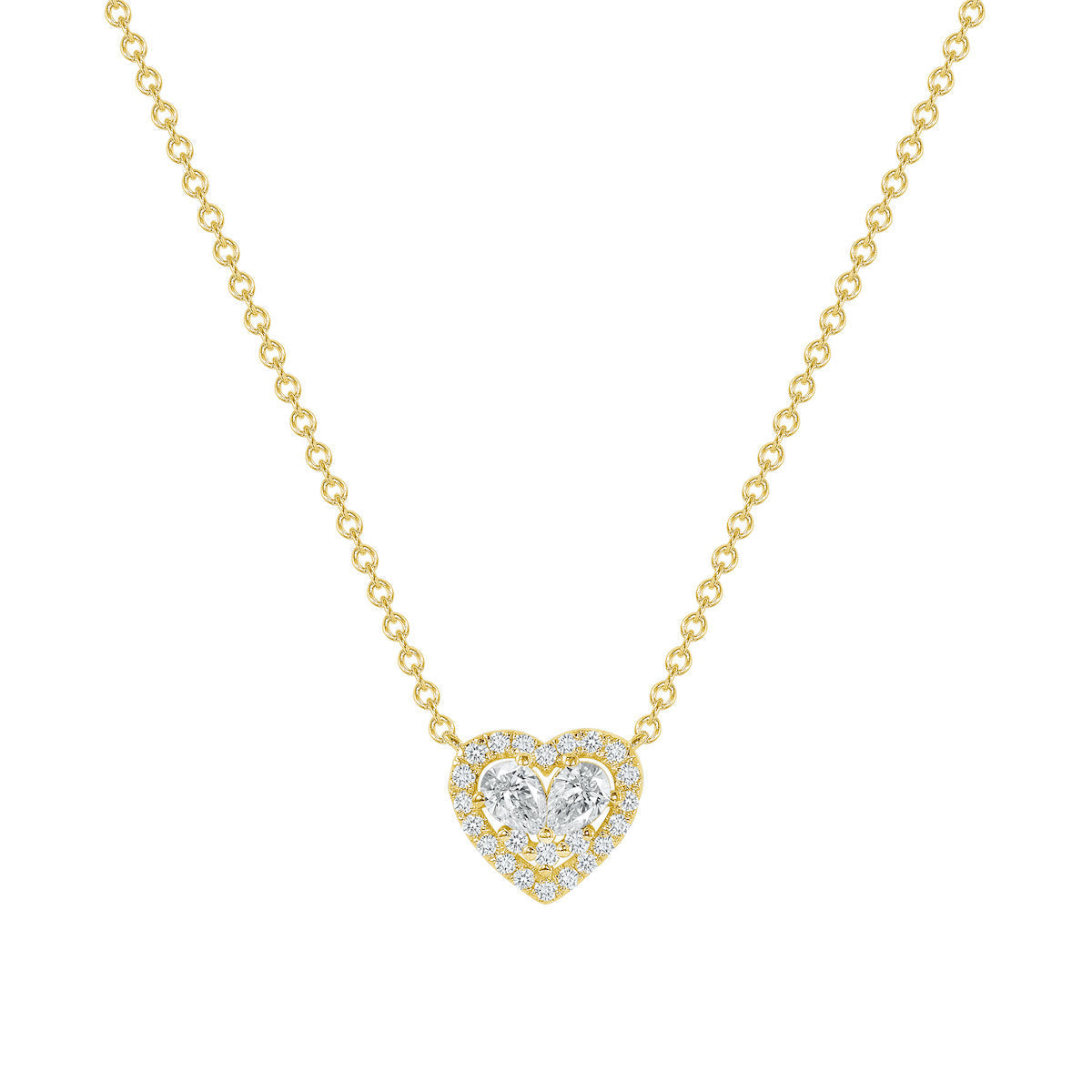 2.0 CT Round & Pear Moissanite Diamond Heart Pendant Necklace in Solid Gold 2