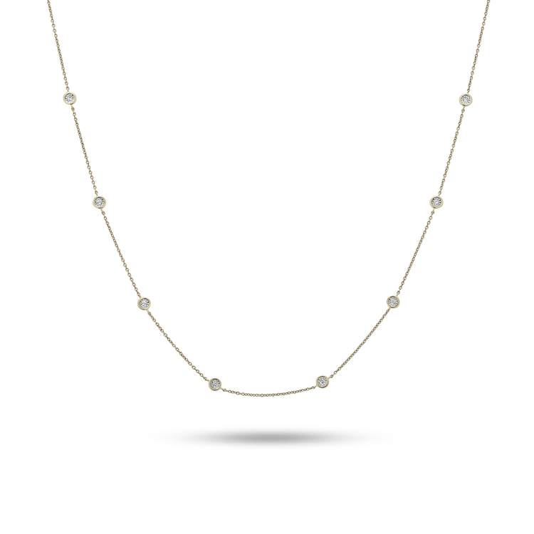 0.50 TCW Round Moissanite Diamond Bezel Necklace in Solid Gold 2