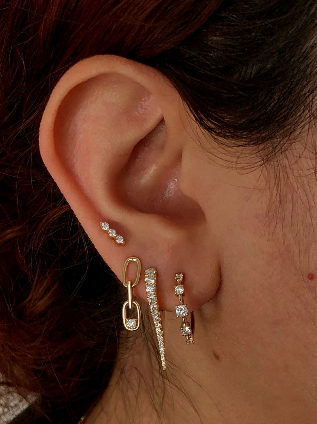 0.50 TCW Round Cut Moissanite Unique Hoops Earrings in Gold 2