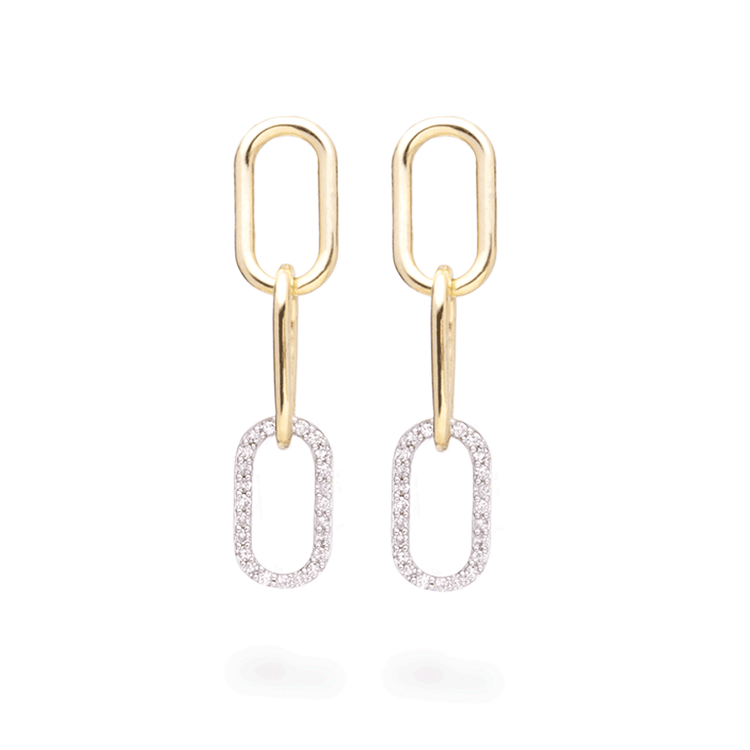 1.0 TCW Round Cut Moissanite Linked Up Earrings in Gold 1