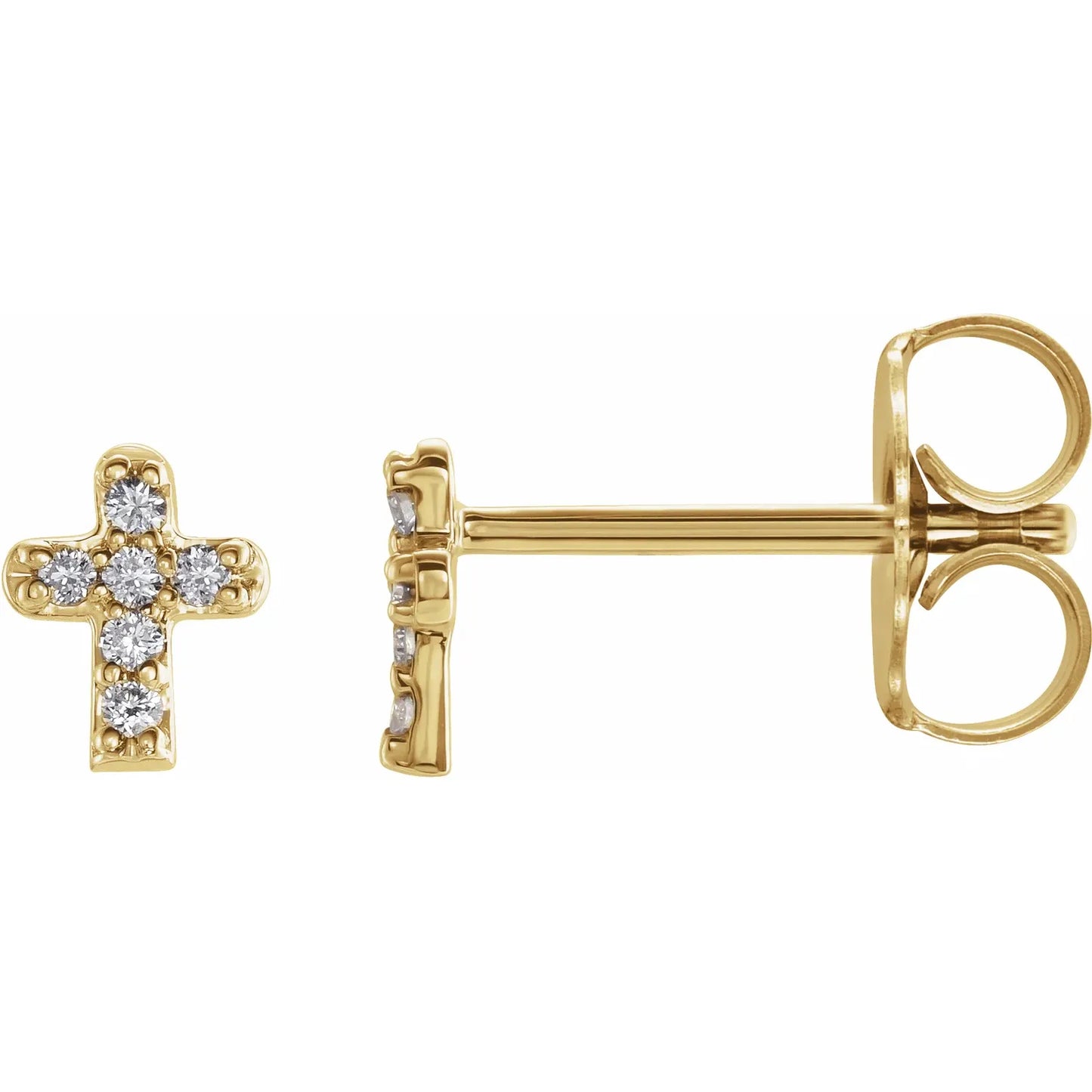 0.20 TCW Round Cut Moissanite Cross Stud Earrings in Gold 1