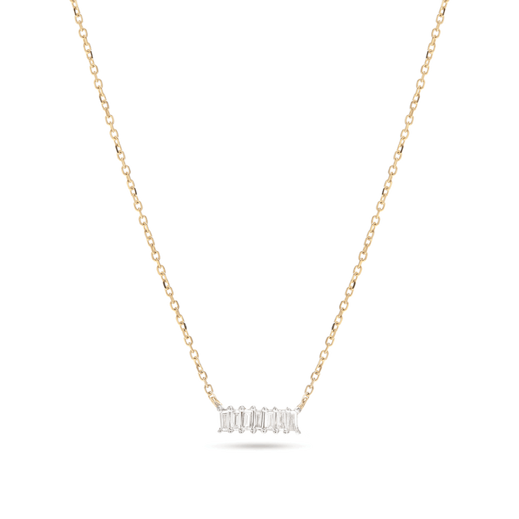0.40 CT Baguette Moissanite Diamond Bar Pendant Necklace in Solid Gold 2