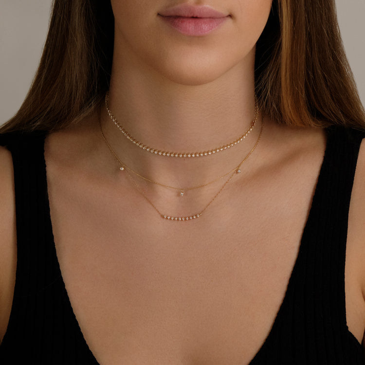 0.50 TCW Round Cut Moissanite Diamond Bar Pendant Necklace in Solid Gold 2