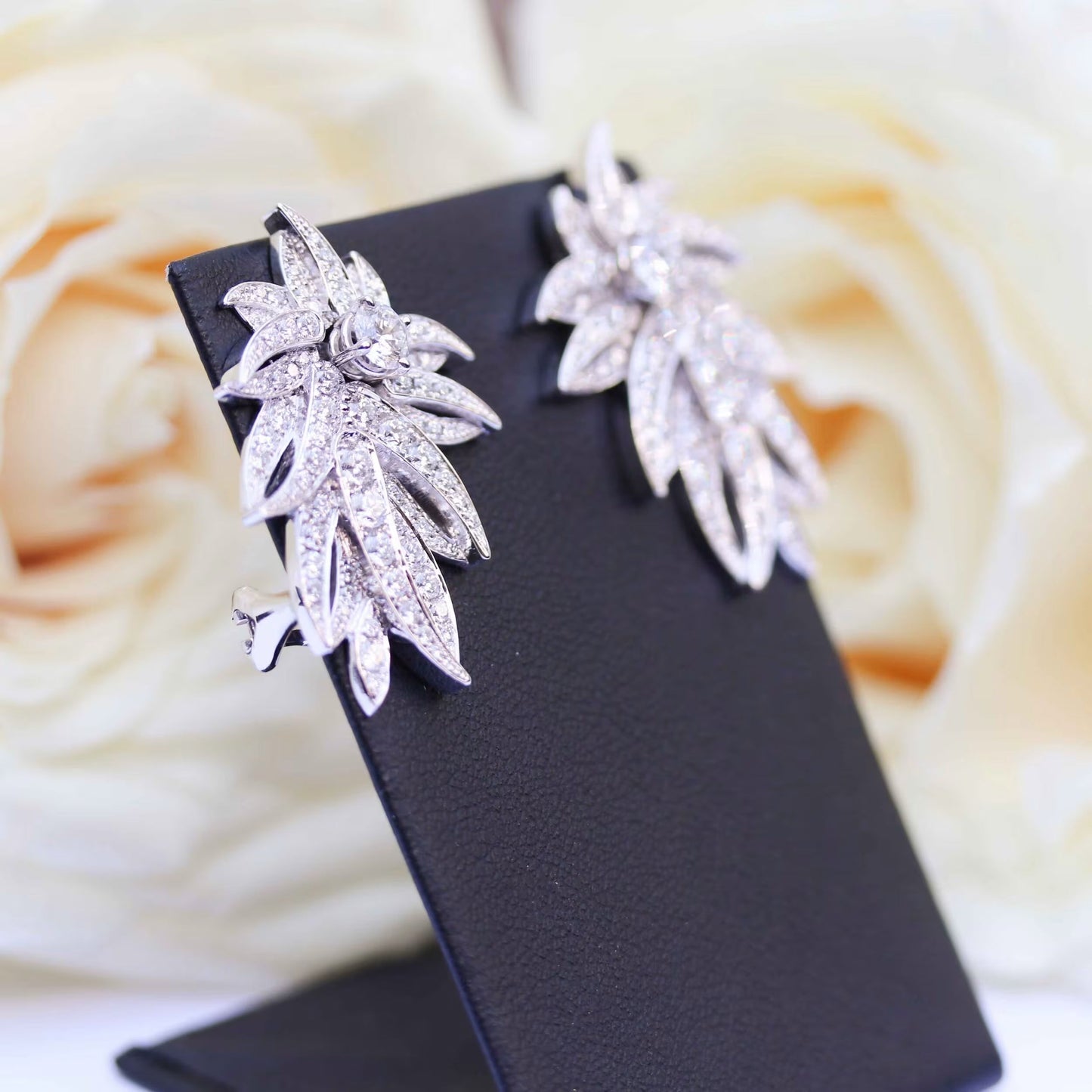 2.0 TCW Round Cut Moissanite Feather Stud Earrings in Gold 2