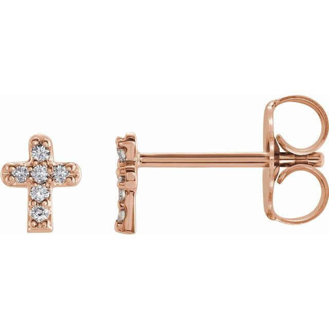 0.20 TCW Round Cut Moissanite Cross Stud Earrings in Gold 2