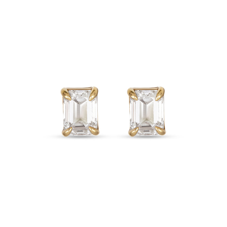 Stunning 2.0 CT Emerald Shape Moissanite Stud Earrings in Gold 1