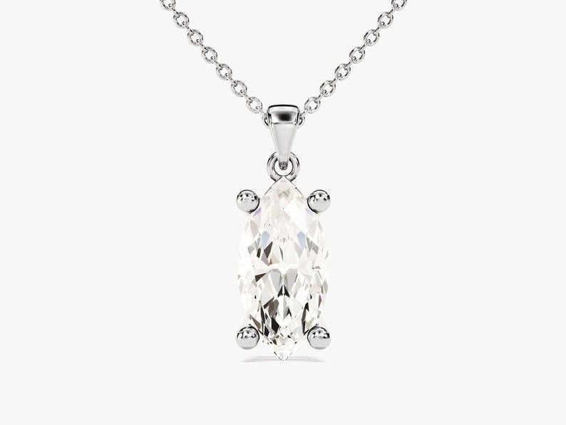 2.0 CT Marquise Moissanite Diamond Solitaire Pendant Necklace in Solid Gold 2