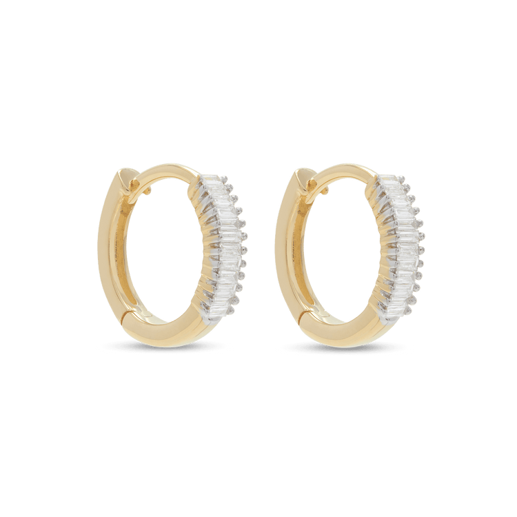 1.0 TCW Baguette Cut Moissanite Huggies Earrings in Gold 2