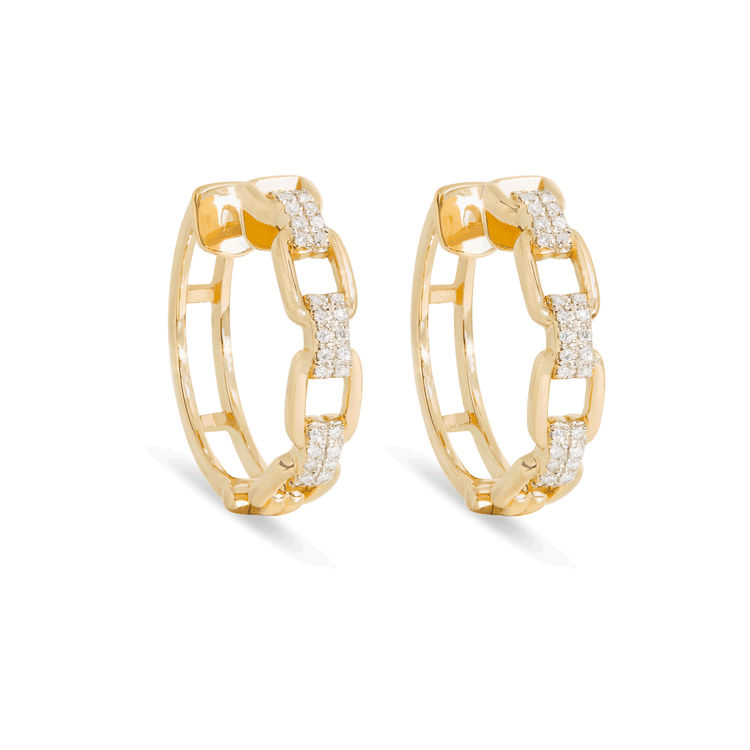 1.0 TCW Round Cut Moissanite Linked Chain Hoops Earrings in Gold 1
