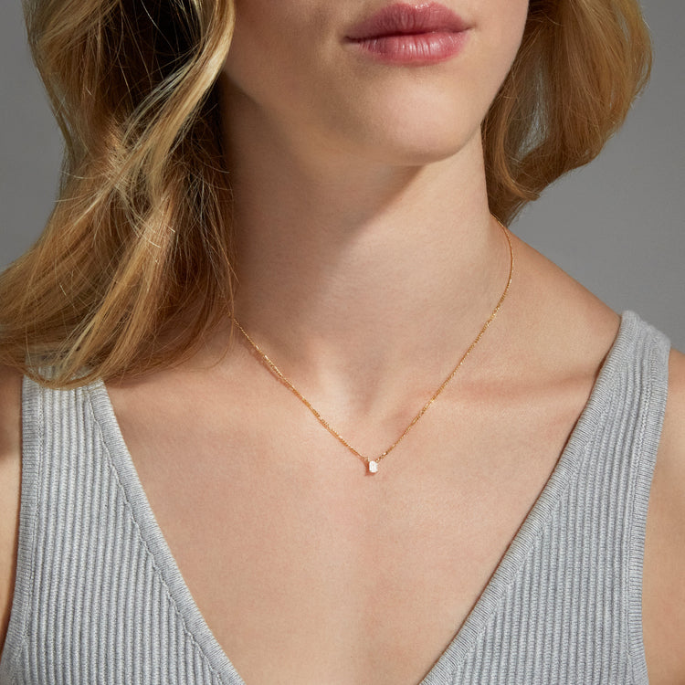 0.50 CT Emerald Shape Moissanite Diamond Solitaire Necklace in Solid Gold 1