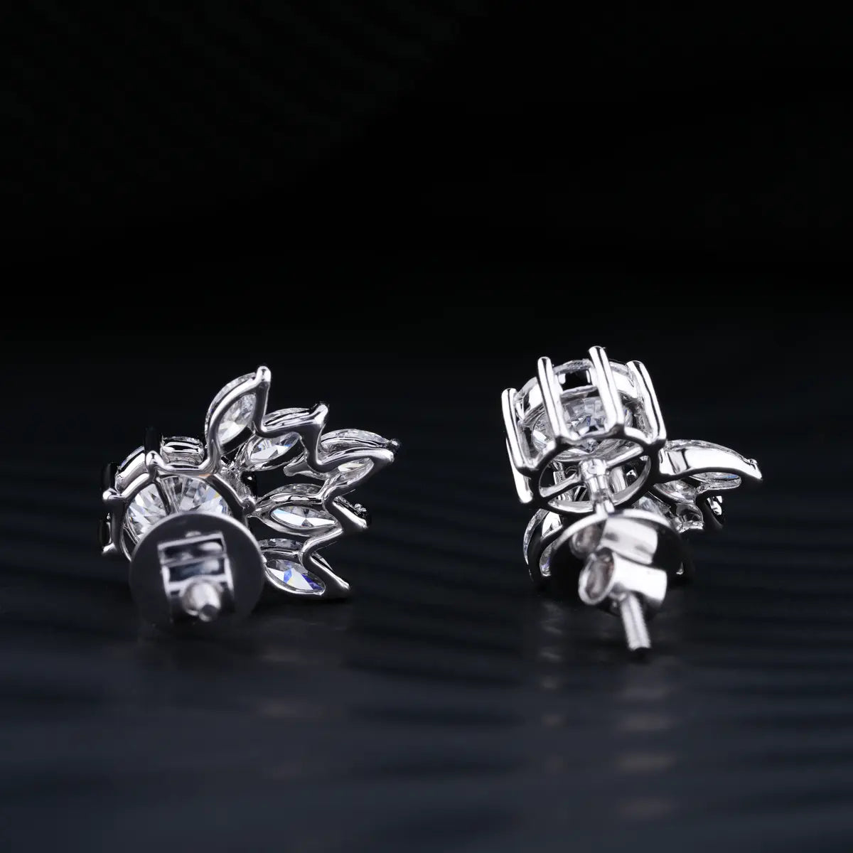 1.0 TCW Round & Marquise Cut Moissanite Drop Stud Earrings in Gold 2