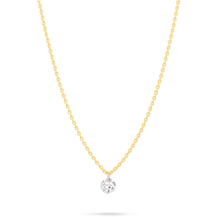 0.30 CT Round Shape Moissanite Diamond Solitaire Necklace in Solid Gold 1