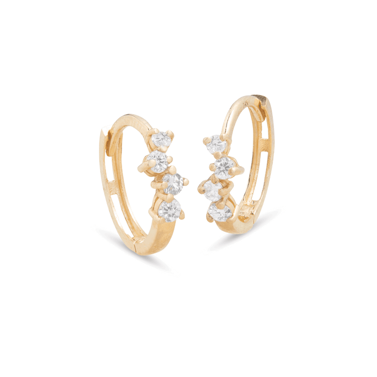 0.50 TCW Round Cut Moissanite Cluster Huggies Earrings in Gold 1