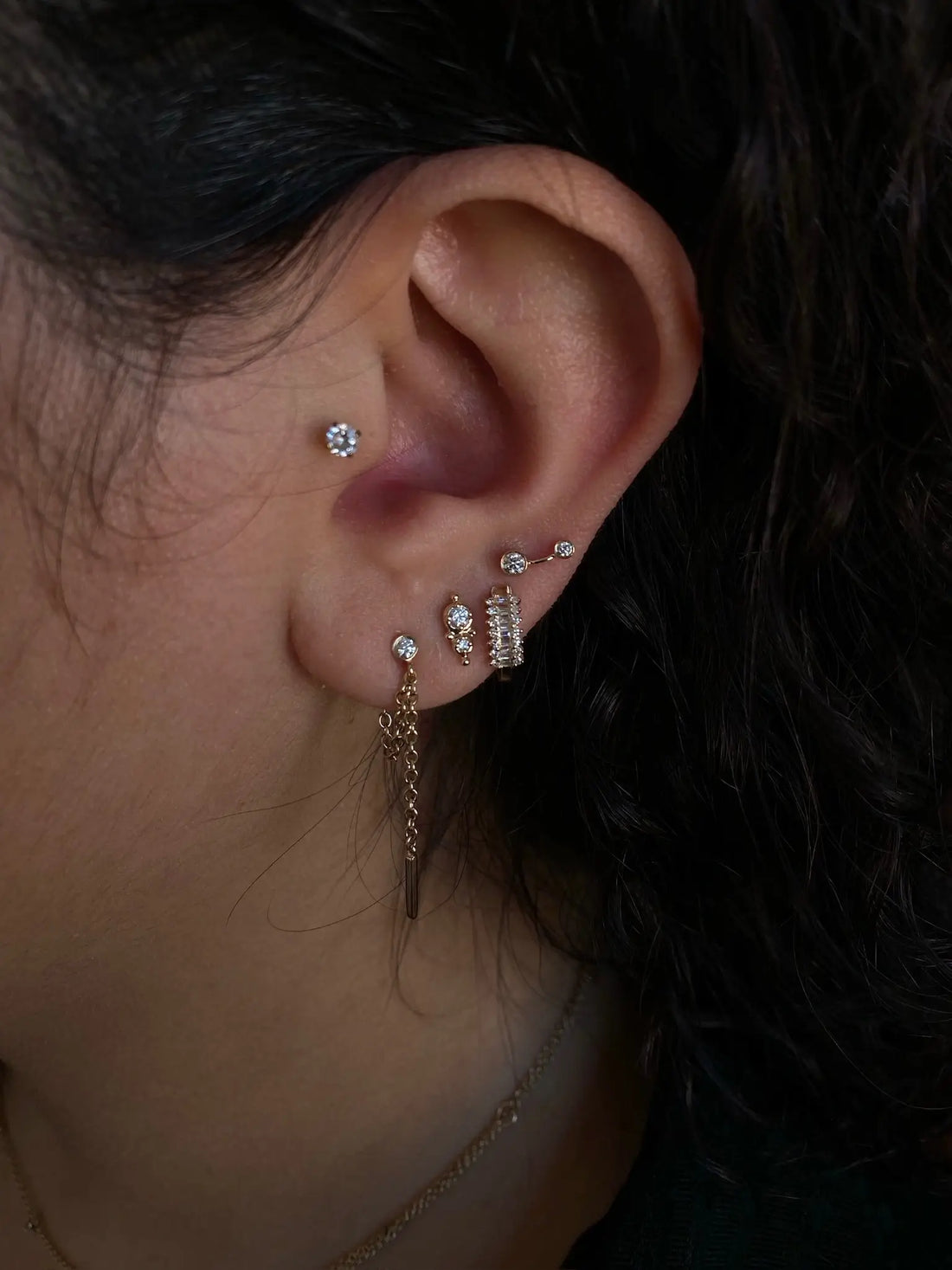 0.20 TCW Round Cut Moissanite Cuff Earrings in Gold 2