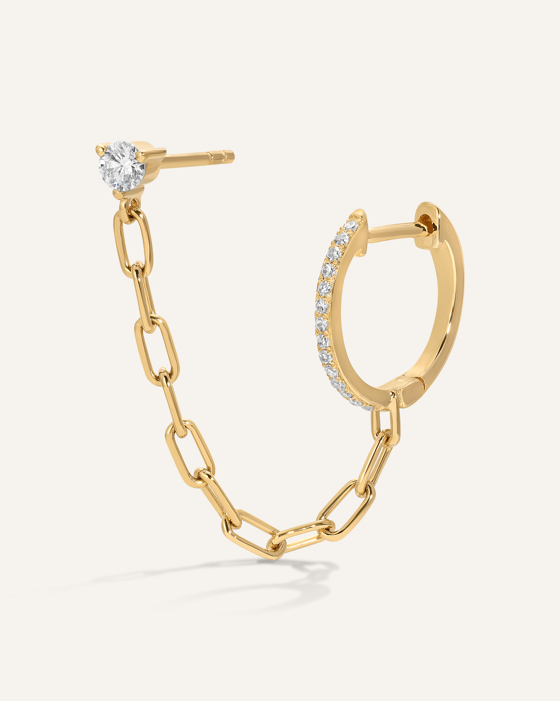 0.30 TCW Round Cut Moissanite Chained Earrings in Gold 1