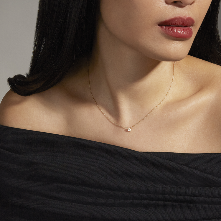 0.20 CT Round Shape Moissanite Diamond Solitaire Necklace in Solid Gold 1