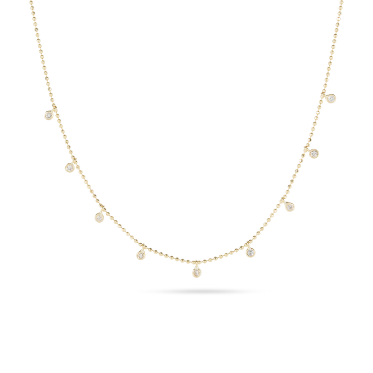 0.40 CT Round Moissanite Diamond Bead Cain Necklace in Solid Gold 1