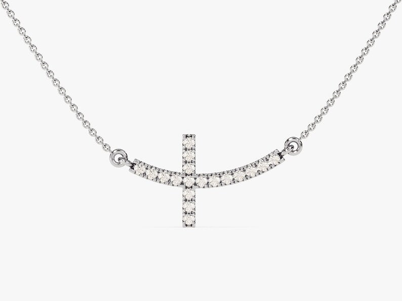 0.40 TCW Round Moissanite Diamond Cross Pendant Necklace in Solid Gold 2