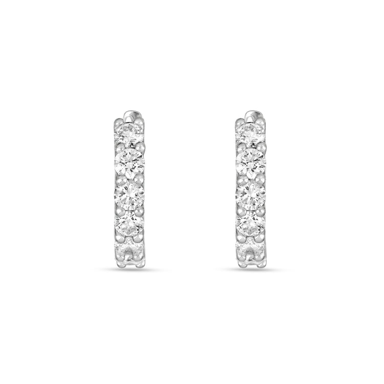 1.0 TCW Round Cut Moissanite Huggies Earrings in Gold 2