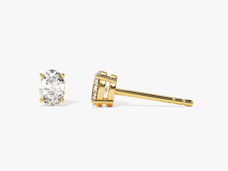 2.0 TCW Oval Cut Moissanite Stud Earrings in Gold 1