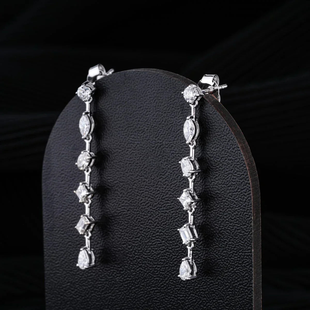 2.0 TCW Multi Shape Moissanite Drop Earrings in Gold 2