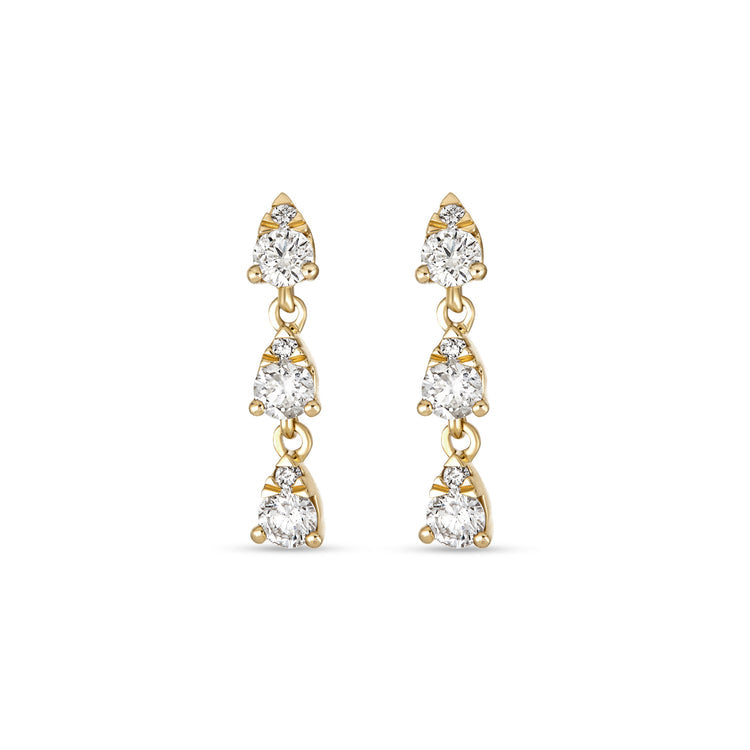 1.0 TCW Round Cut Moissanite Pear Drop Earrings in Gold 1