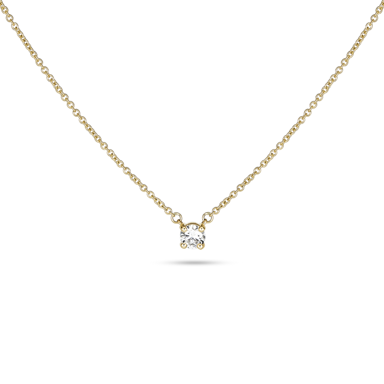 0.20 CT Round Shape Moissanite Diamond Solitaire Necklace in Solid Gold 2
